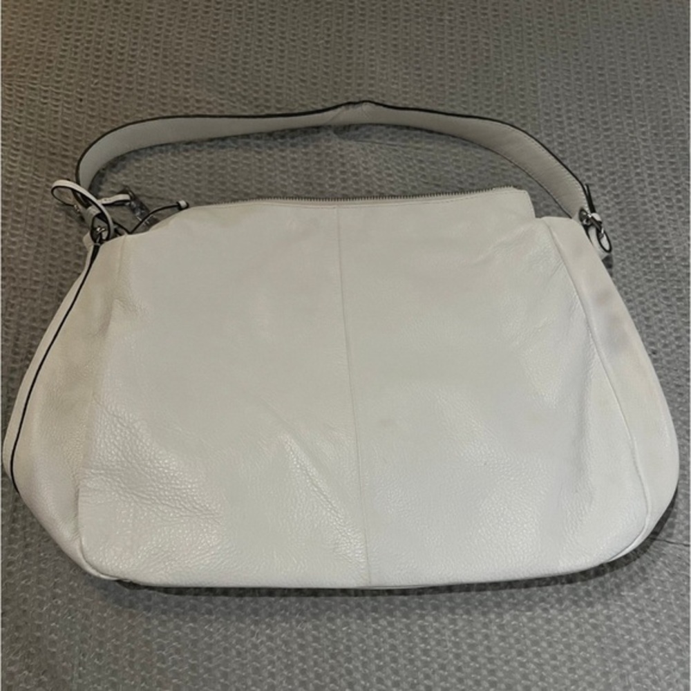 Used T Tahari Large White Leather Montreal Hobo Shoulder Bag